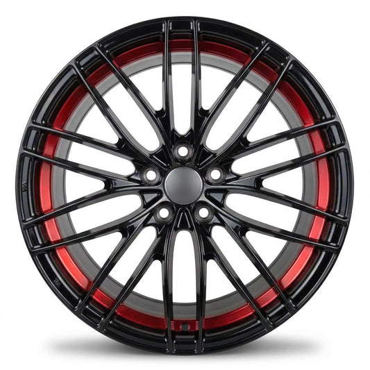 SW-X20 Redline Aero-Performance Wheels - Gloss Black w/ Machined Inner Lip & Red Clear Coat